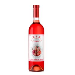 Bouteille de vin rosé Bordeaux avec une étiquette personnalisée pour Noël