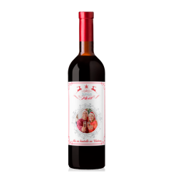 Bouteille de vin rouge Bordeaux avec une étiquette personnalisée pour Noël