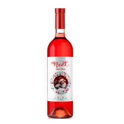 Bouteille de vin rosé Bordeaux avec une étiquette personnalisée pour Noël