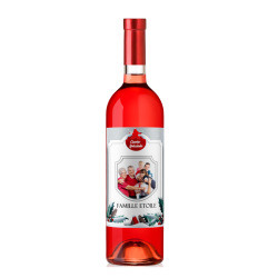 Bouteille de vin rosé Bordeaux avec une étiquette personnalisée pour Noël