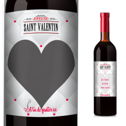 SAINT VALENTIN - Bordeaux rouge et Etiquette à gratter